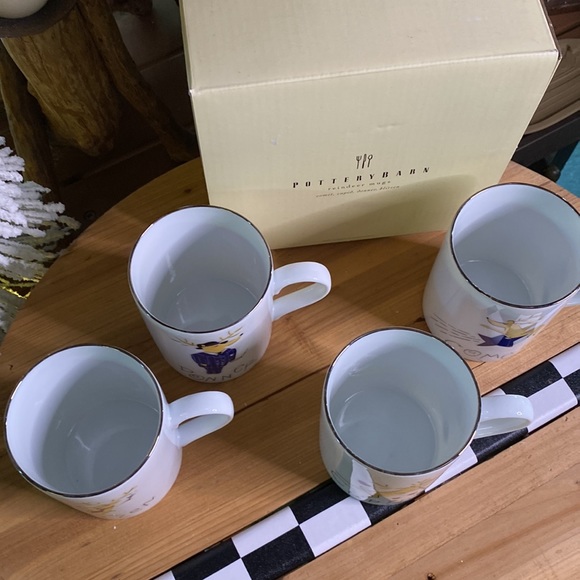 Pottery Barn Santa's Reindeer Silver Rim Mugs Assorted Box - Set Of 4 🎅🏻🎄🦌 - Picture 7 of 16